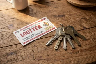 Billet de loterie et clés d'une maison posés sur une table