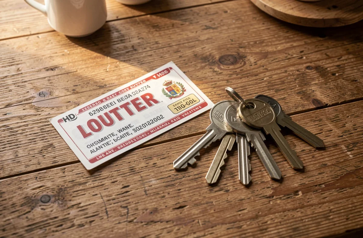 Billet de loterie et clés d'une maison posés sur une table
