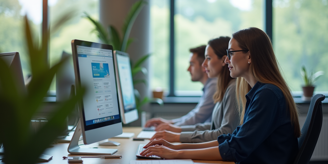 Collaboration d'agents publics dans un bureau lumineux