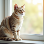 Chat hypoallergenique calme sur une fenetre lumineuse