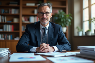 Economiste homme en costume dans un bureau professionnel