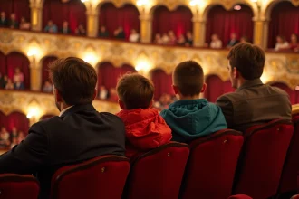 Famille dans un théâtre parisien vue d'en haut