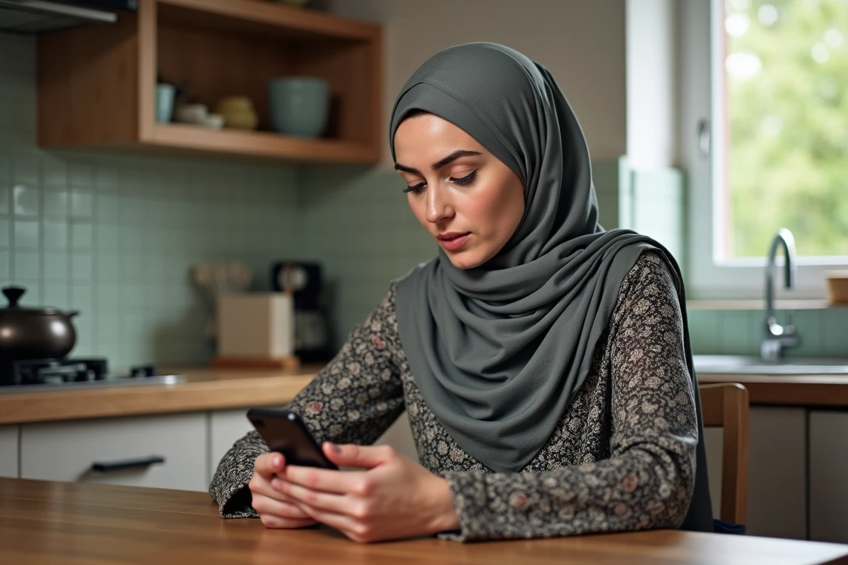 Femme musulmane vérifiant l