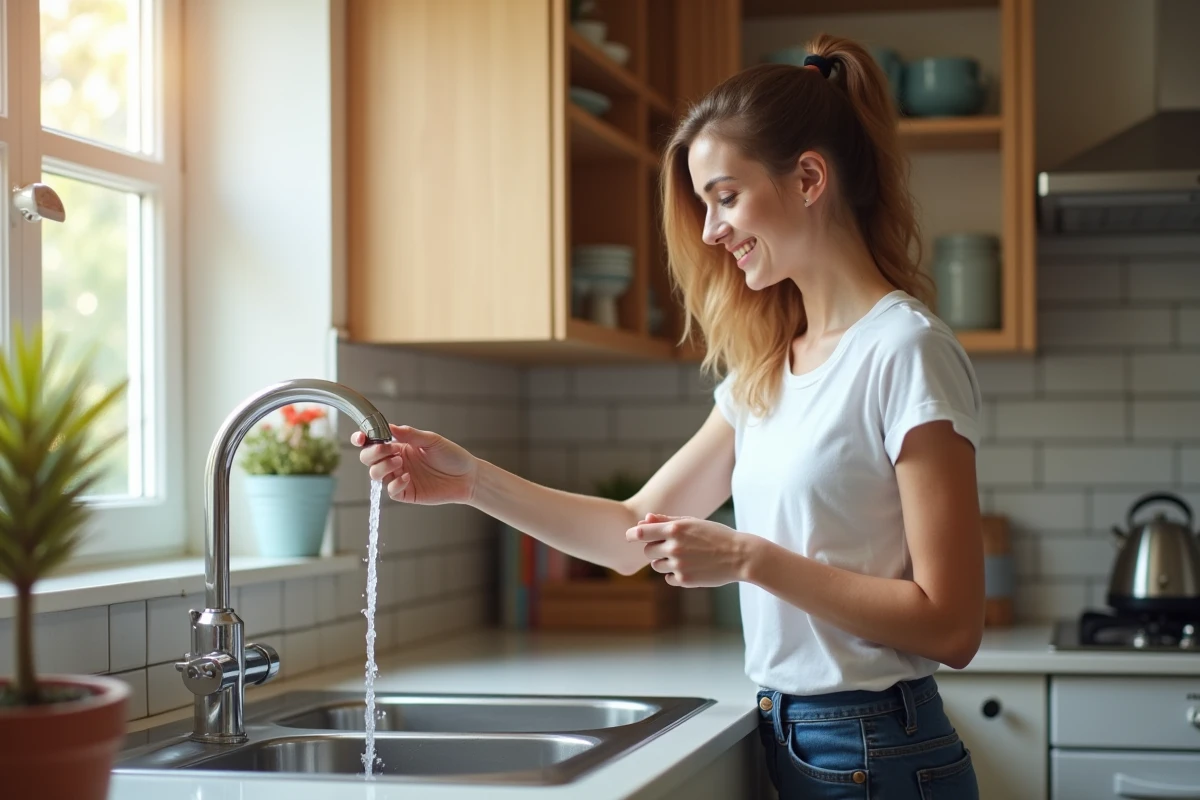 Jeune femme vérifiant le débit d