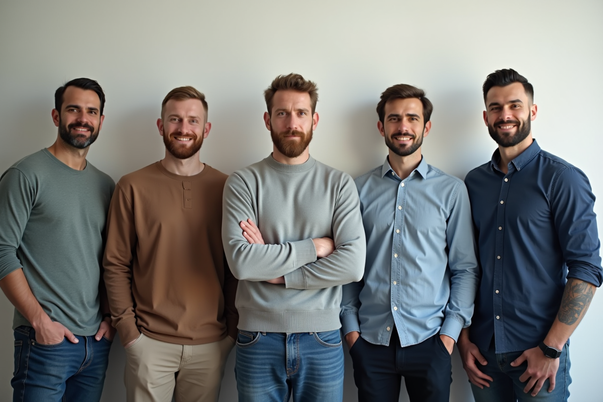 Groupe d'hommes adultes diversifiés en portrait professionnel