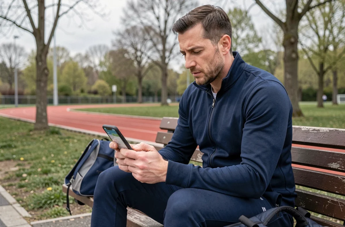 Homme en tenue sportive consultant son téléphone pour organiser ses activités sportives selon les semaines paires