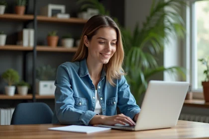 Jeune femme utilisant un convertisseur pouces en centimetres
