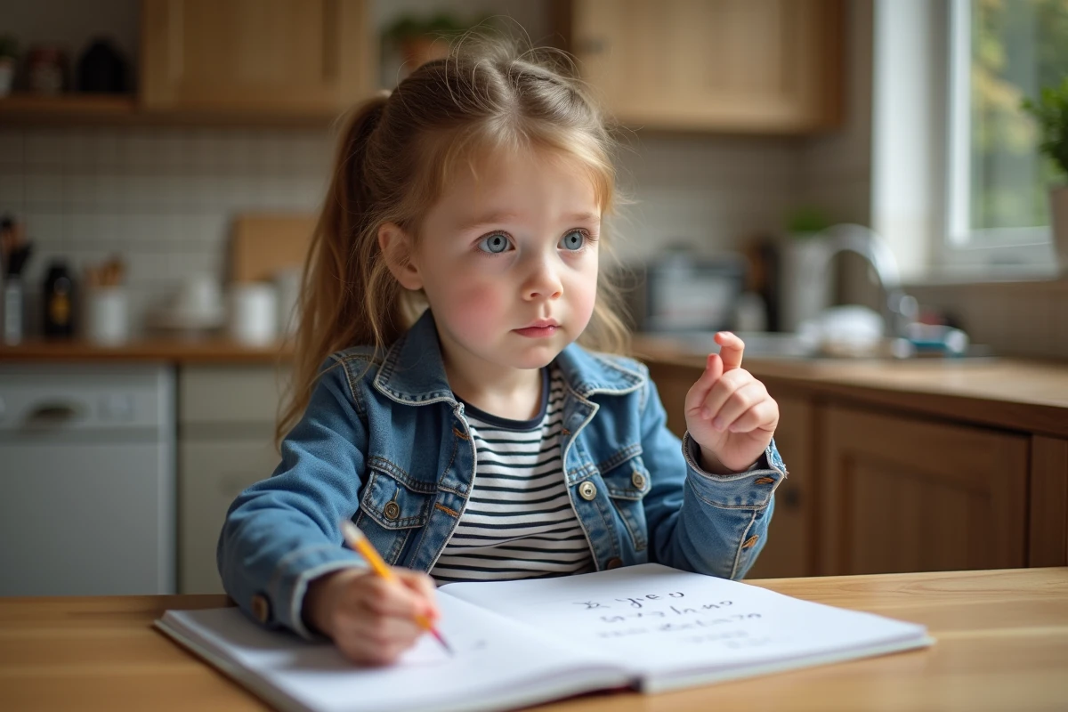Jeune fille de 8 ans en classe de français