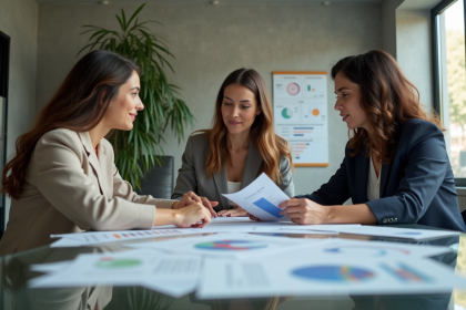 Groupe de professionnels en réunion d'affaires modernes